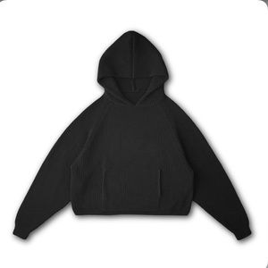 vwoollo blank knit black hoodie